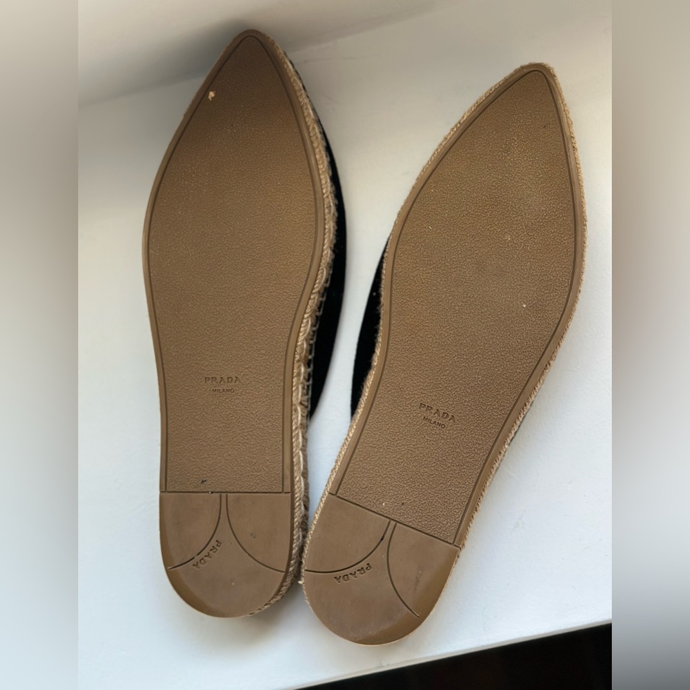 Prada black suede espadrille pointy toe mule size 39.5 - Picture 6 of 6